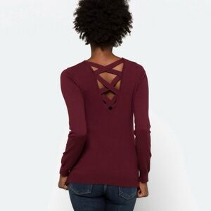 Women's V-Neck Burgundy Sweater